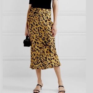 Anine Bing Bar Silk midi skirt, Painterly Leo, size XS